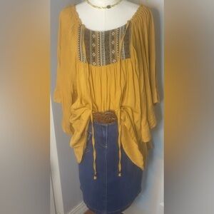 Easel Mustard Bohemian Blouse